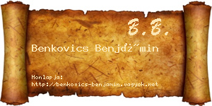 Benkovics Benjámin névjegykártya